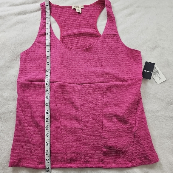 Torrid Festi Smocked Jersey Seamed Corset Tank Top 3X Pink Barbiecore - Picture 7 of 11